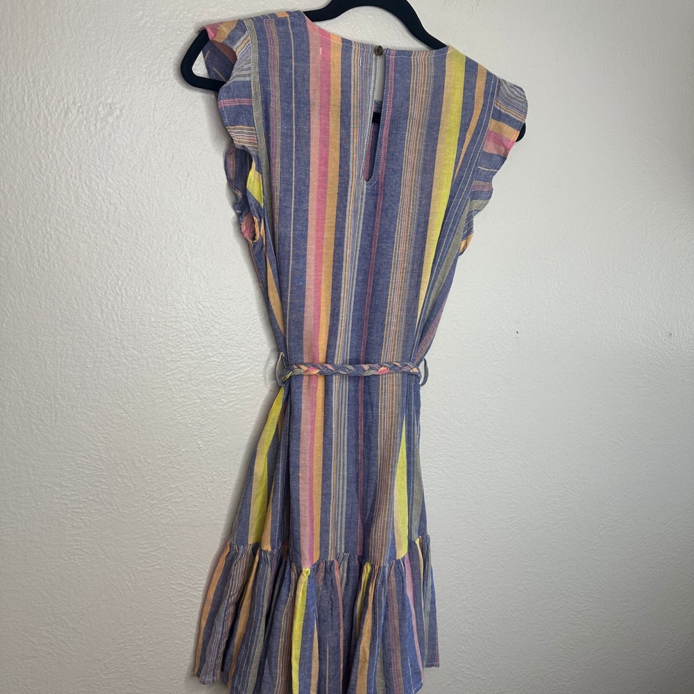 Marine Layer Linen Blend Laney Mini Dress in Blue Variegated Stripe Size Small - Picture 10 of 10